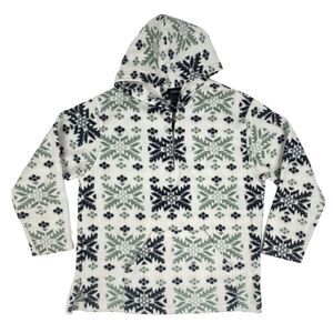 Vintage Lavon Fleece 1/4 Zip Hooded Pullover Snowflake Winter Nordic Print